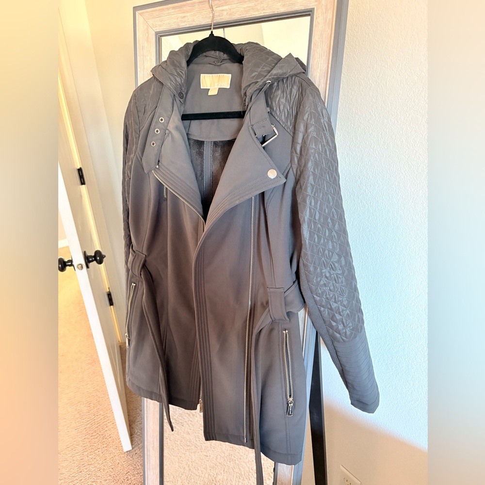 Michael Kors Asymmetrical Moto zipper coat